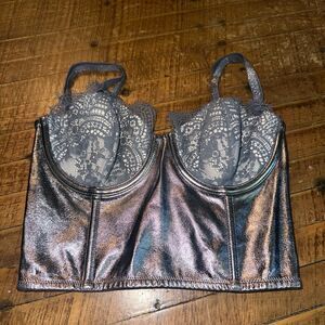 Victoria’s Secret Dream Angels metallic gray corset 32C bra